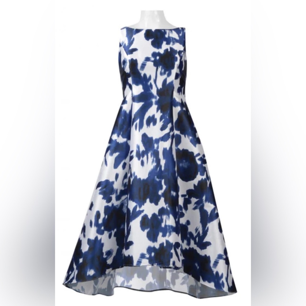 Fit & flare Adrianna Papell Blue & White Dress, great wedding guest dress